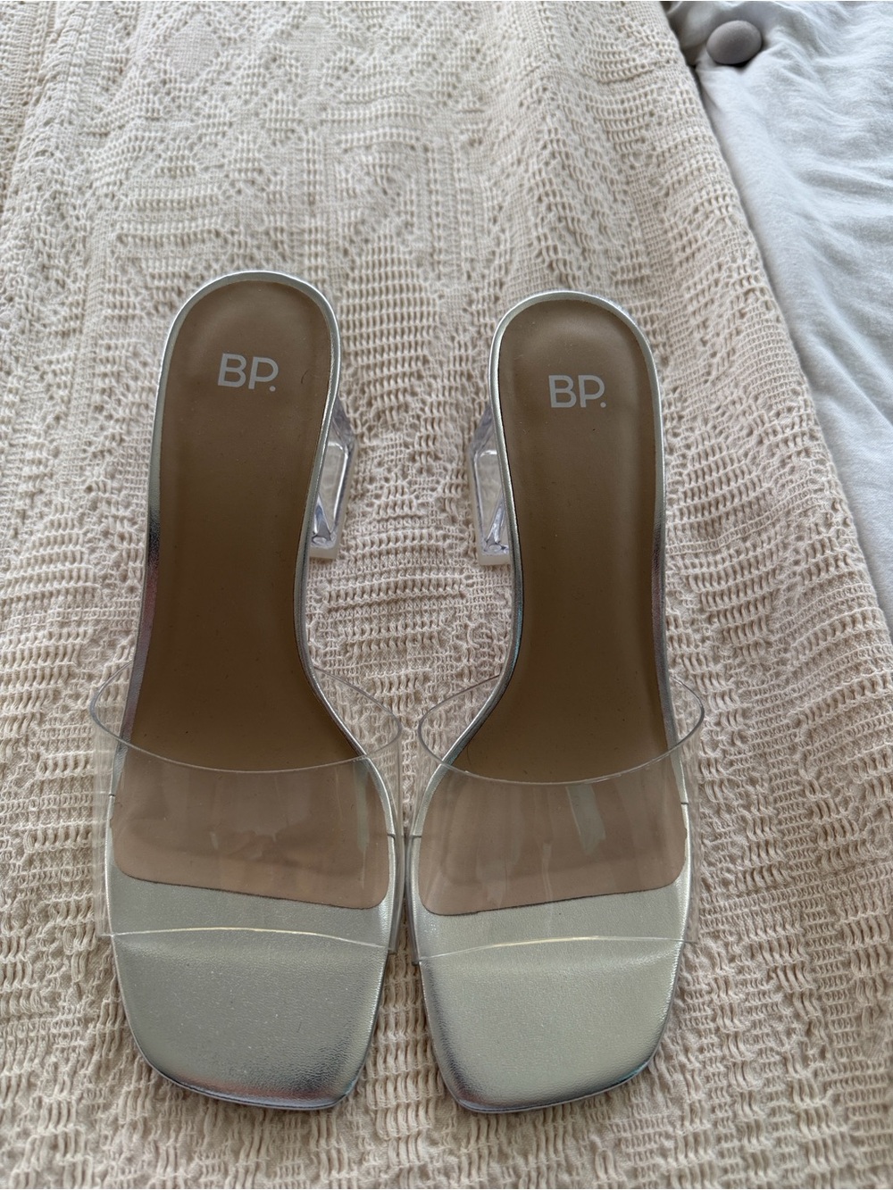 NWOT bp Clear Strap Slide Sandals with Block Heel